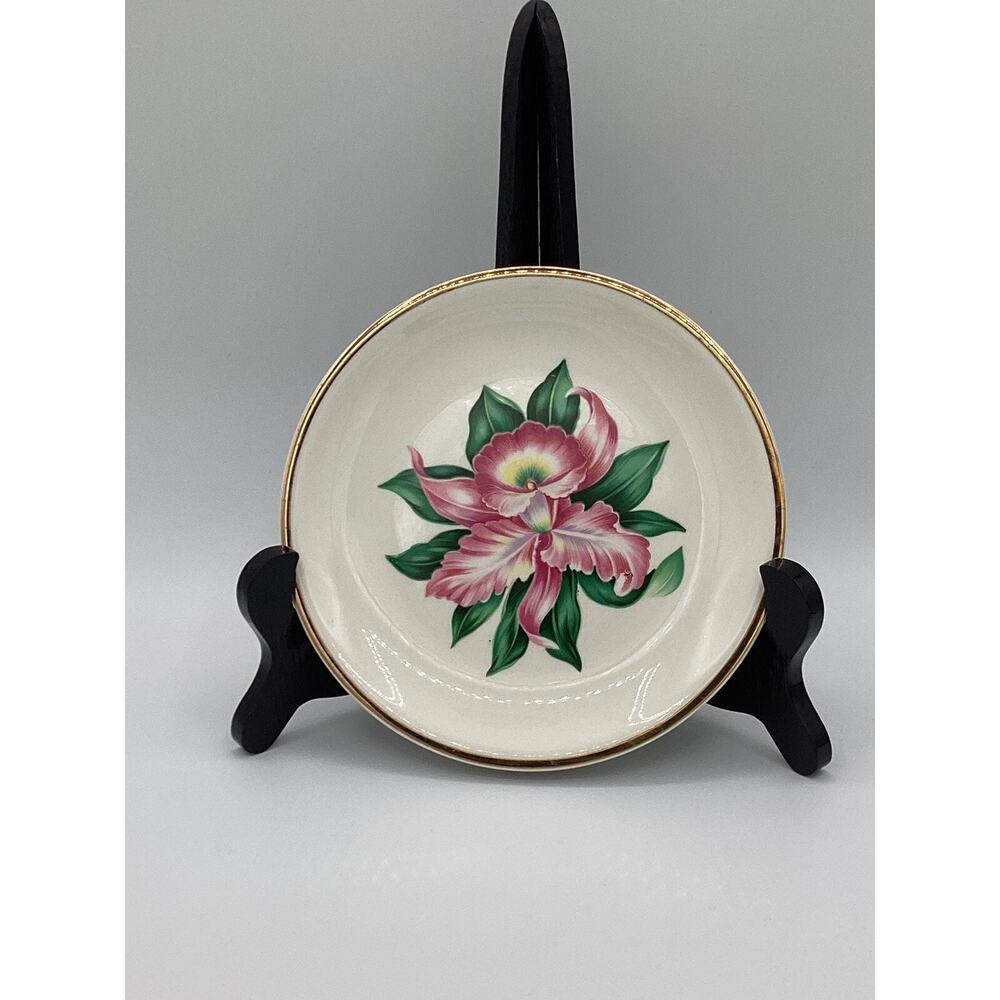 VTG Paden City Pottery Bread & Butter Plates Modern Orchid 22K Gold